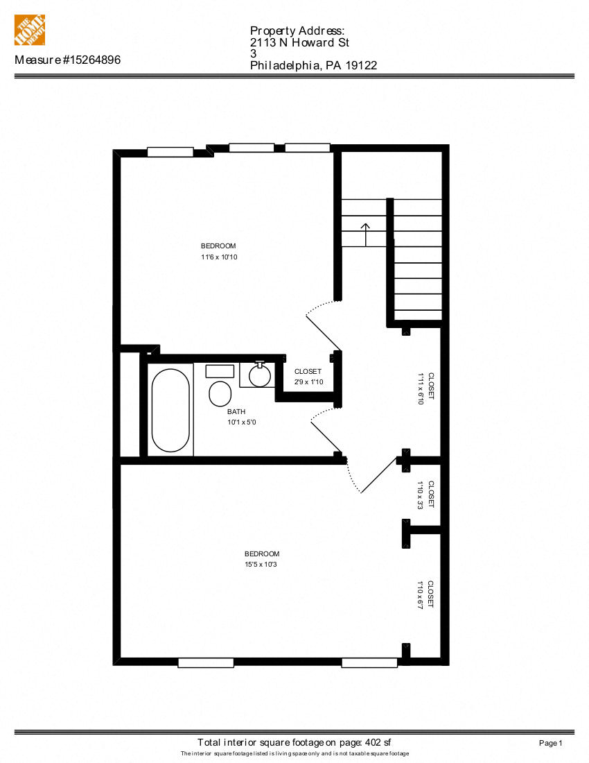 Floor plan for 2 beds, 2 baths